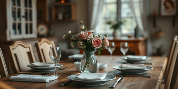 holztisch esstisch deko alltag